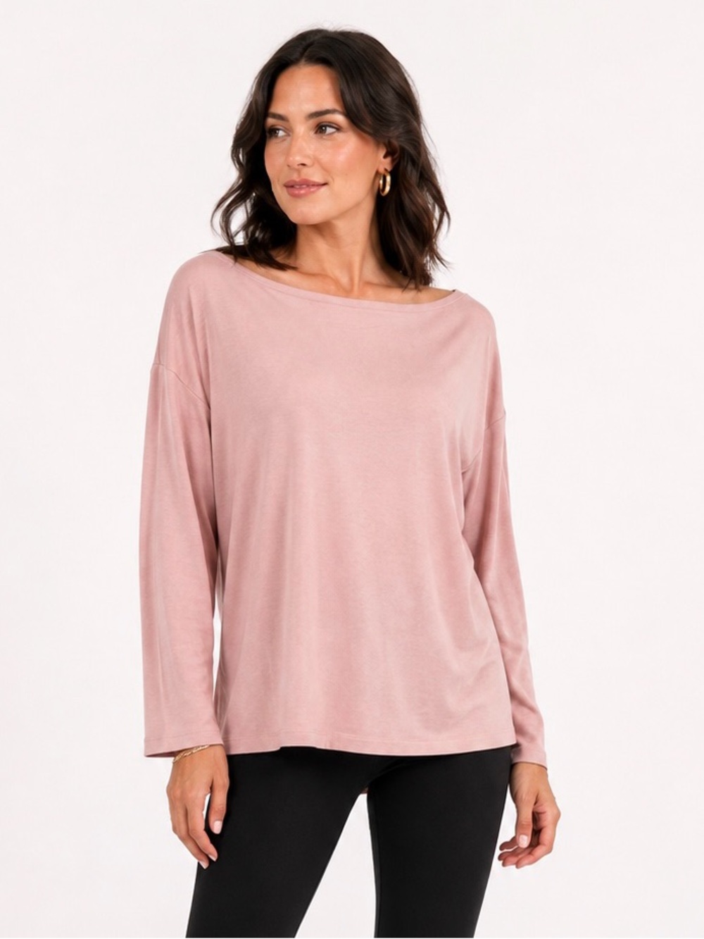 ALLSAINTS Rita LS Tee Mauve Chalk Boat Neck Long Sleeve Top Size Large NWT